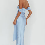 Odayah Draped Sleeve Maxi Dress Blue