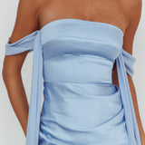 Odayah Draped Sleeve Maxi Dress Blue