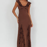 Zerai Ruffle Trimmed Maxi Dress Chocolate