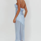 Talula Sheer Hem Ruffle Midi Dress Blue