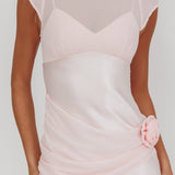 Enchanted Dusk Cap Sleeve Rosette Maxi Dress Pink