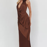 Easy Love Contrast Maxi Skirt Chocolate