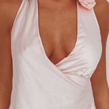 Easy Love Asymmetric Hem Halter Top Pink