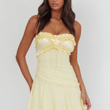 Dainty Frill Trim Mini Dress Yellow