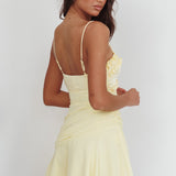 Dainty Frill Trim Mini Dress Yellow