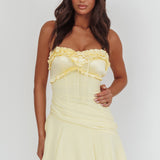 Dainty Frill Trim Mini Dress Yellow
