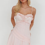 Dainty Frill Trim Mini Dress Pink