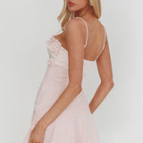 Dainty Frill Trim Mini Dress Pink