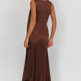 Meliza Keyhole Bust Maxi Dress Chocolate