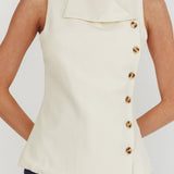 Monnika Sleeveless Side Button Top Oyster