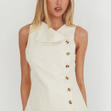 Monnika Sleeveless Side Button Top Oyster