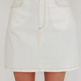Over It Short Gold Button Mini Skirt Cream