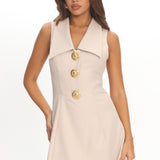 Cary Gold Button Collared Mini Dress Latte