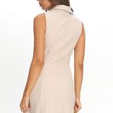 Cary Gold Button Collared Mini Dress Latte