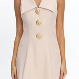 Cary Gold Button Collared Mini Dress Latte