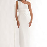 Verra One-Shoulder Sash Maxi Dress White