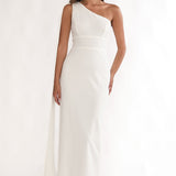 Verra One-Shoulder Sash Maxi Dress White