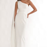 Verra One-Shoulder Sash Maxi Dress White