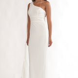 Verra One-Shoulder Sash Maxi Dress White