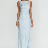 Venus Rising Sleeveless Cowl Neck Maxi Dress Blue