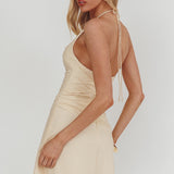 Belize Nights Ruffle Trim Halter Neckline Mini Dress Butter