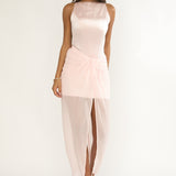 Amelisse Sheer Waist Wrap Maxi Dress Pink
