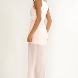 Amelisse Sheer Waist Wrap Maxi Dress Pink