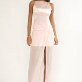 Amelisse Sheer Waist Wrap Maxi Dress Pink