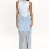Amelisse Sheer Waist Wrap Maxi Dress Ice Blue
