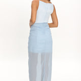 Amelisse Sheer Waist Wrap Maxi Dress Ice Blue