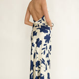 Elowis Cowl Halterneck Maxi Dress Floral Beige