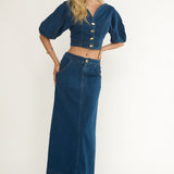 Kaelis Pocket Maxi Skirt Denim