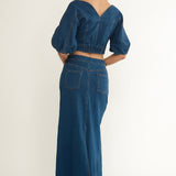 Kaelis Pocket Maxi Skirt Denim