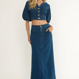 Kaelis Pocket Maxi Skirt Denim