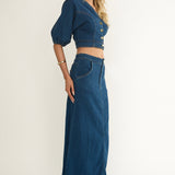 Kaelis Pocket Maxi Skirt Denim