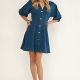 Rivette Bubble Sleeve Mini Dress Denim