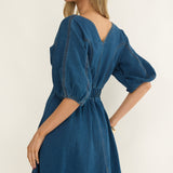 Rivette Bubble Sleeve Mini Dress Denim