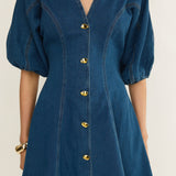 Rivette Bubble Sleeve Mini Dress Denim