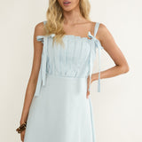 Dylana Pintuck Pleat Bodice Mini Dress Blue