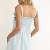 Dylana Pintuck Pleat Bodice Mini Dress Blue