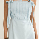 Dylana Pintuck Pleat Bodice Mini Dress Blue