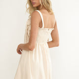 Dylana Pintuck Pleat Bodice Mini Dress Cream