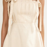 Dylana Pintuck Pleat Bodice Mini Dress Cream