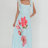 Averin Tied Shoulder Maxi Dress Flower Mint