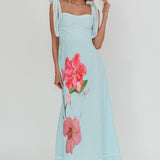 Averin Tied Shoulder Maxi Dress Flower Mint