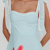 Averin Tied Shoulder Maxi Dress Flower Mint