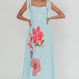 Averin Tied Shoulder Maxi Dress Flower Mint
