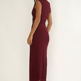 Lyssia Off-Shoulder Waist Sash Maxi Dress Cherry