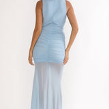 Clarisa Twist Waist Maxi Dress Blue