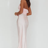 Heliora Halterneck Rosette Bust Maxi Dress Pink